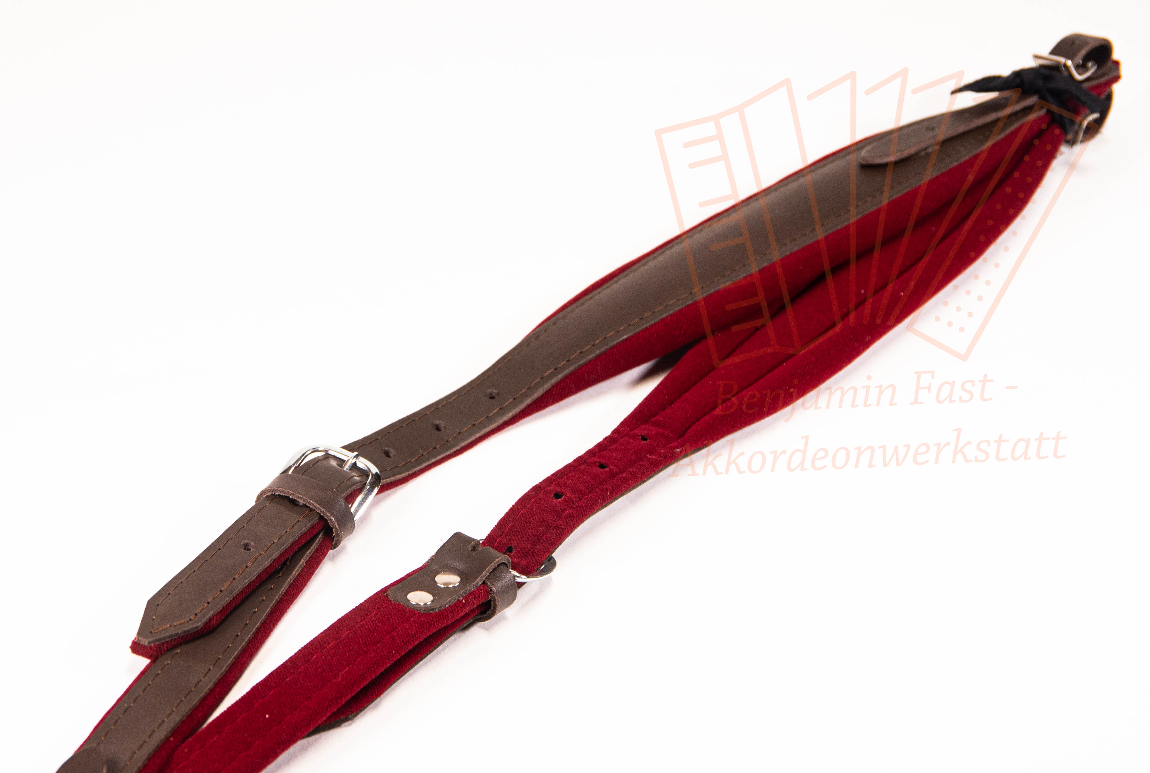 Trageriemen Premium braun/rot Leder/Samt 120 Bass