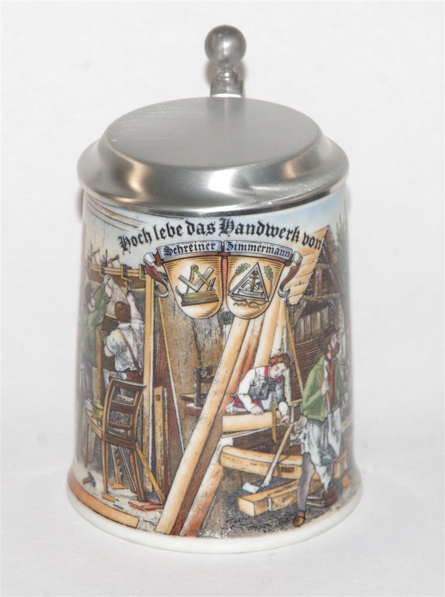 Bierkrug Dr. Merkle Handwerk Porzellan Zinndeckel Bierkrug Dr. Merkle Handwerk Porzellan Zinndeckel