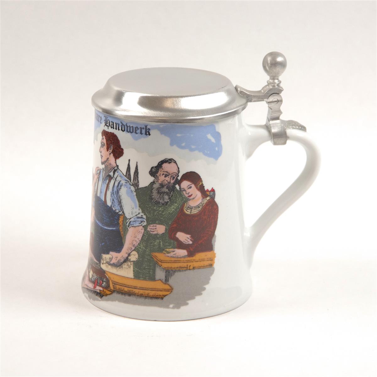 Bierkrug Handwerk Porzellan Zinndeckel Dr. Merkle Bierkrug Handwerk Porzellan Zinndeckel Dr. Merkle