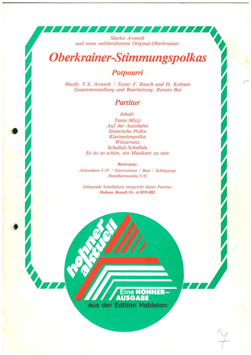 Oberkrainer Stimmungspolkas Akk-Orch. Partitur - Antiquariat