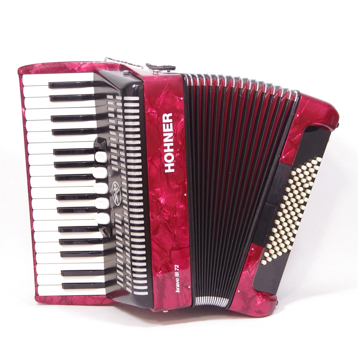 Akkordeon Hohner Bravo III 34/72/III/5/2 rot, gebraucht