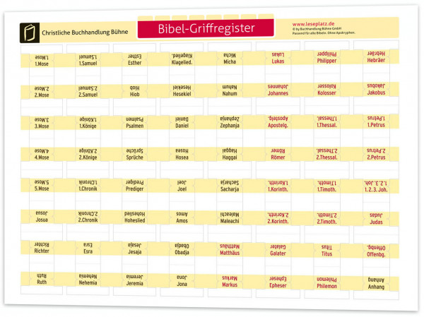 Bibel-Griffregister gelb (ohne Apokryphen) Bibel-Griffregister gelb (ohne Apokryphen)