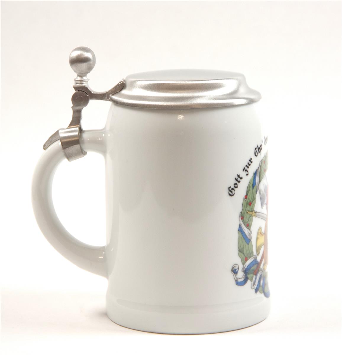 Bierkrug Feuerwehr Porzellan Zinndeckel Dr. Merkle Bierkrug Feuerwehr Porzellan Zinndeckel Dr. Merkle