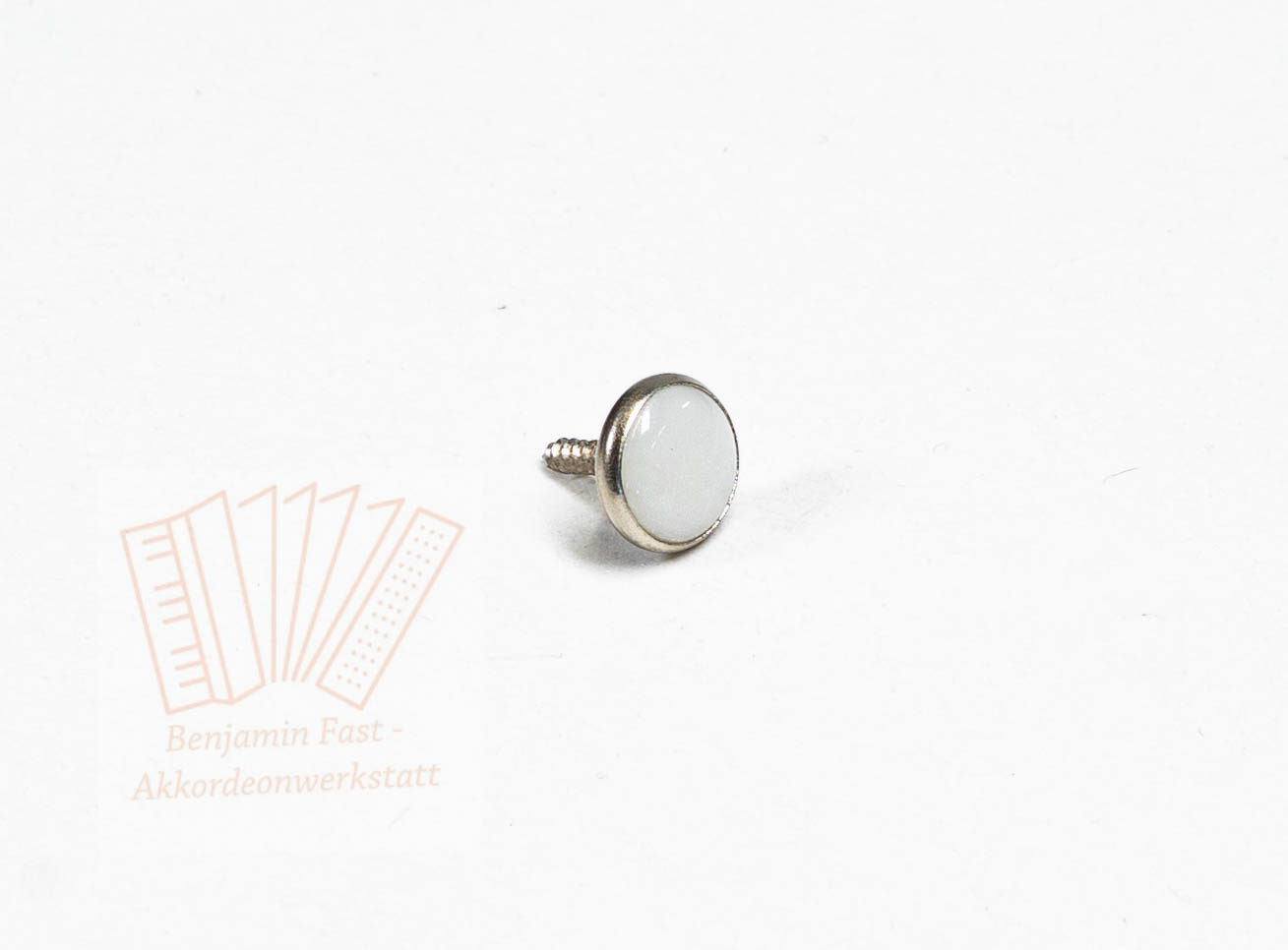 Bassknopf weiß/silber 9,6mm glatt Gewinde