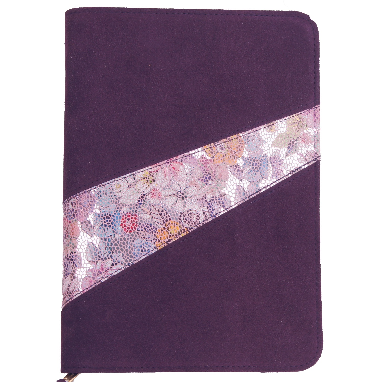 Bibelhülle Schlachter TA "Assissi" - lila mit Applikationen