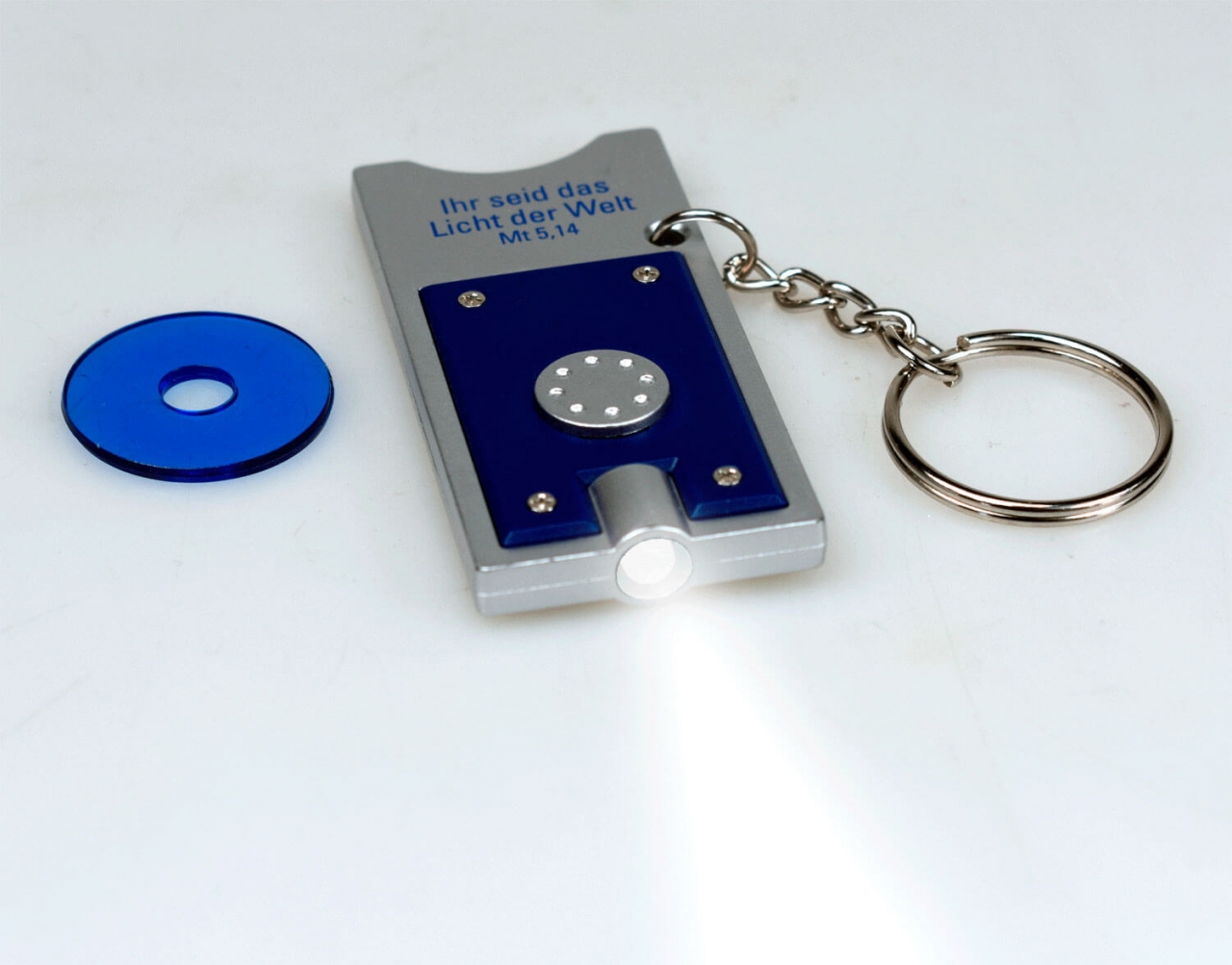 Schlüsselanhänger mit Einkaufswagenchip - blau Schlüsselanhänger mit Einkaufswagenchip - blau