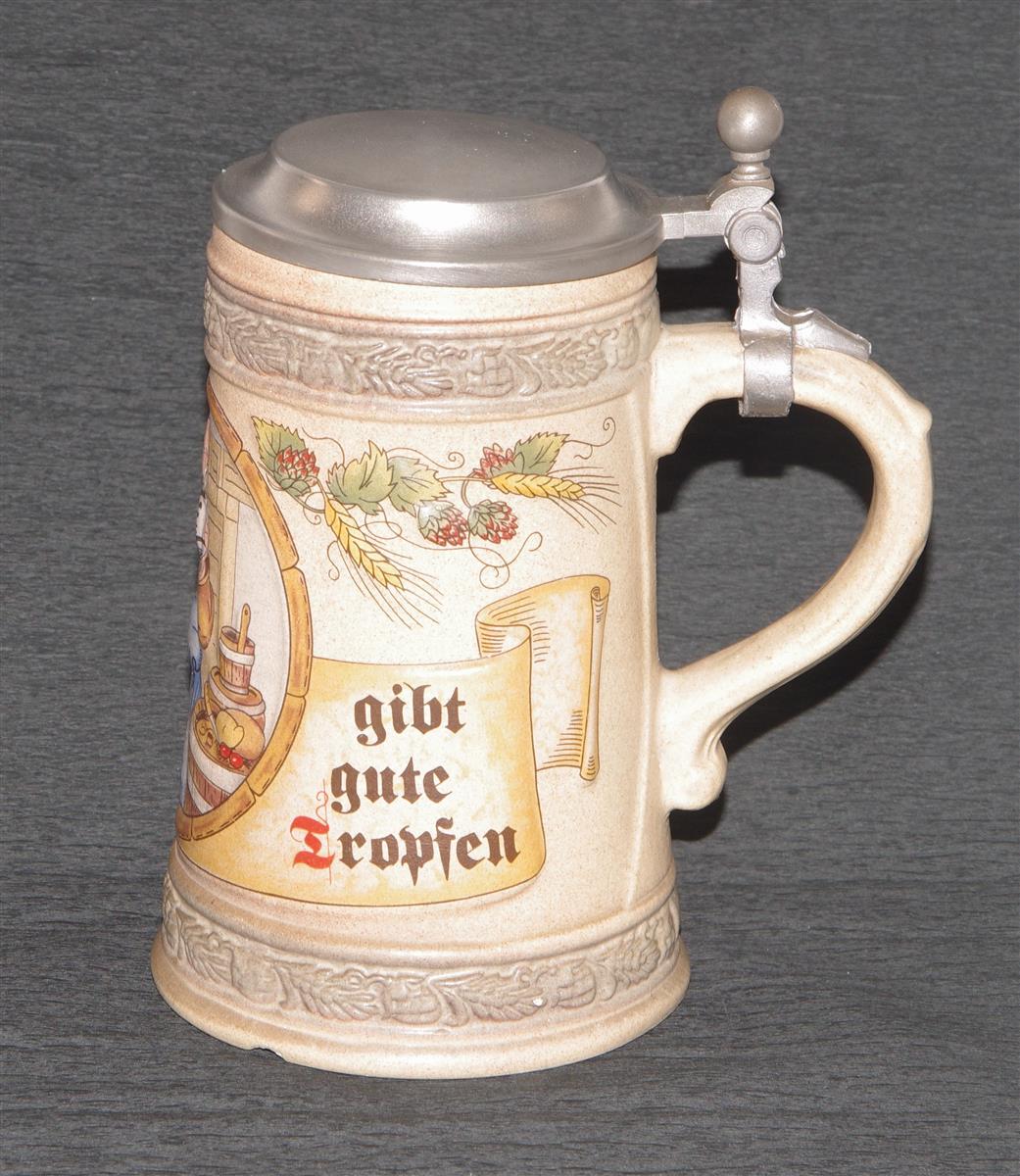 Bierkrug Braumeister Porzellan Zinndeckel Bierkrug Braumeister Porzellan Zinndeckel