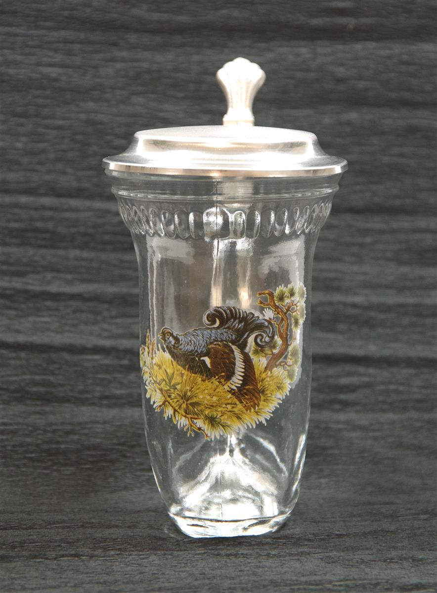 Bierkrug Auerhuhn Glas Zinndeckel Domex Bierkrug Auerhuhn Glas Zinndeckel Domex