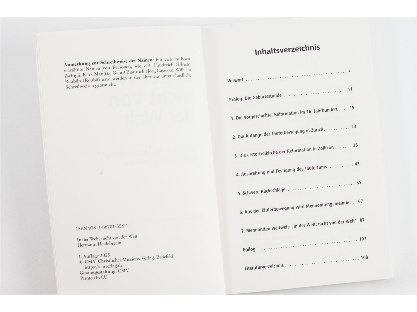 In der Welt nicht von der Welt - 500 Jahre Täuferbewegung (ab 1.5.25: €6,90)