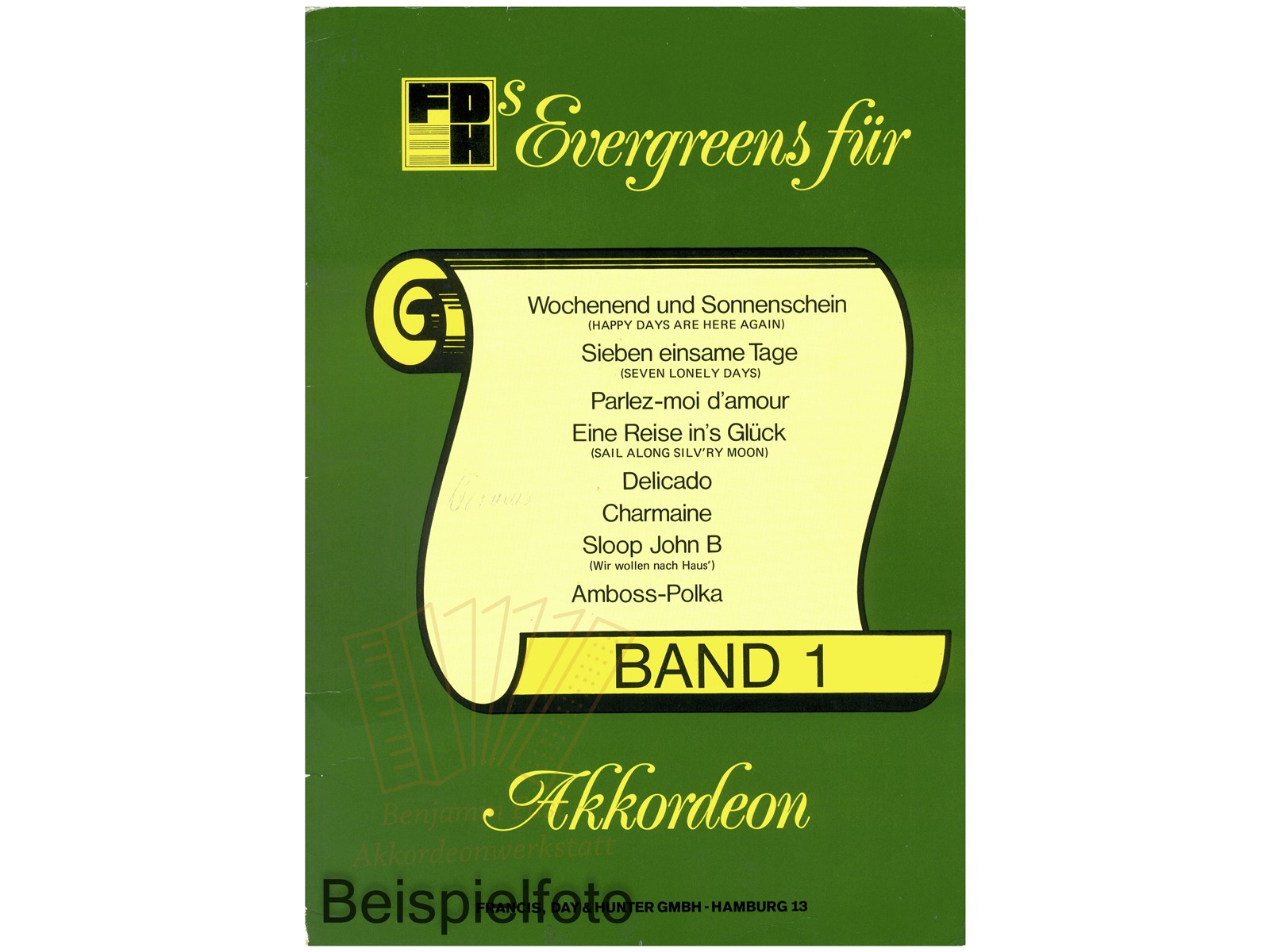 Evergreens für Akkordeon 1 - Noten - Antiquariat