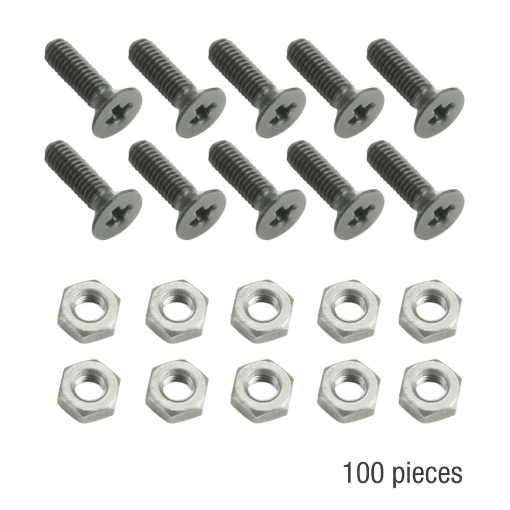 10er Set Kreuzschlitzschrauben M3 x 10 mm mit Mutter im