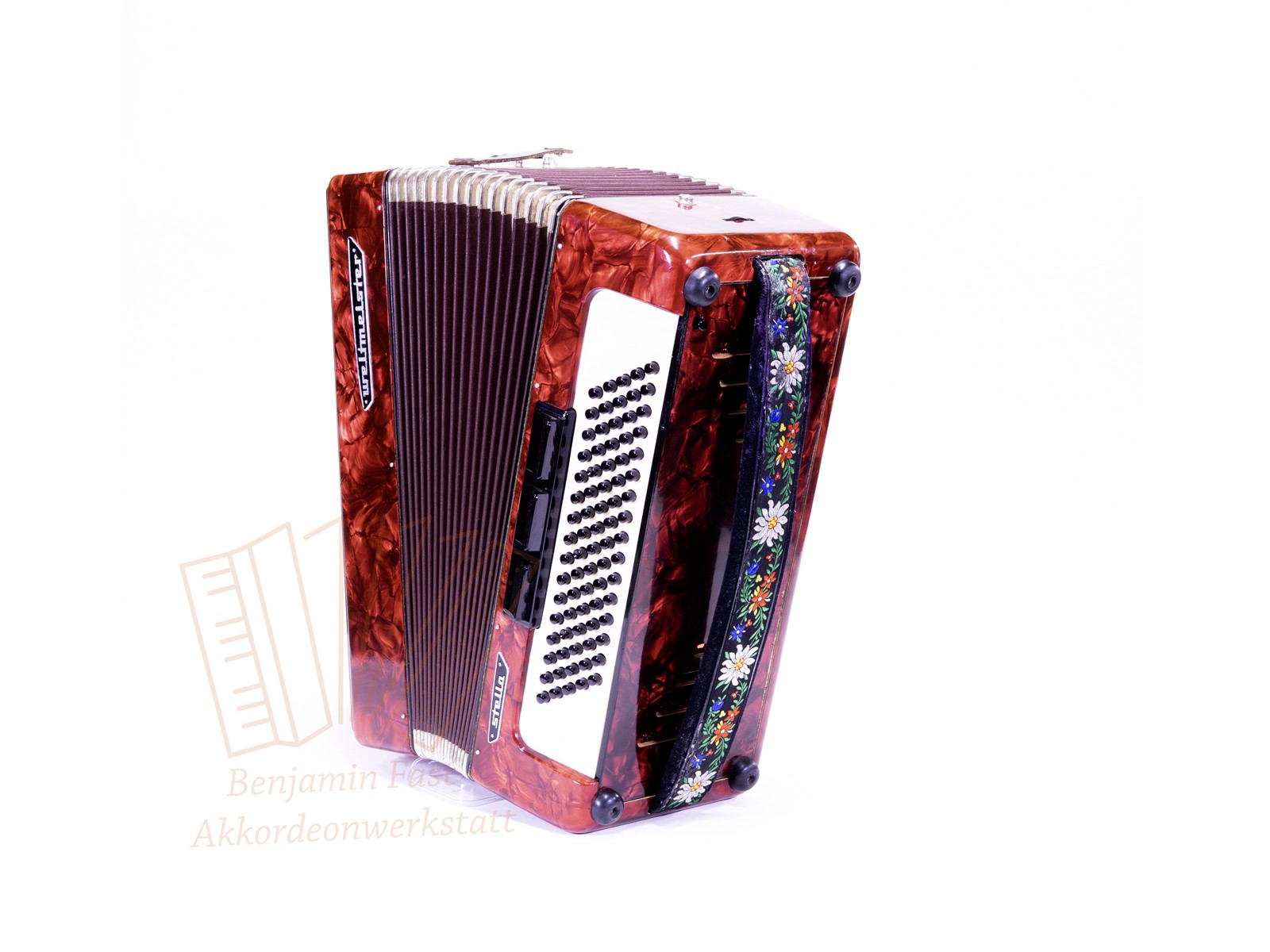 Akkordeon Weltmeister Stella 80 34/80/III/5/3 rot - gebraucht