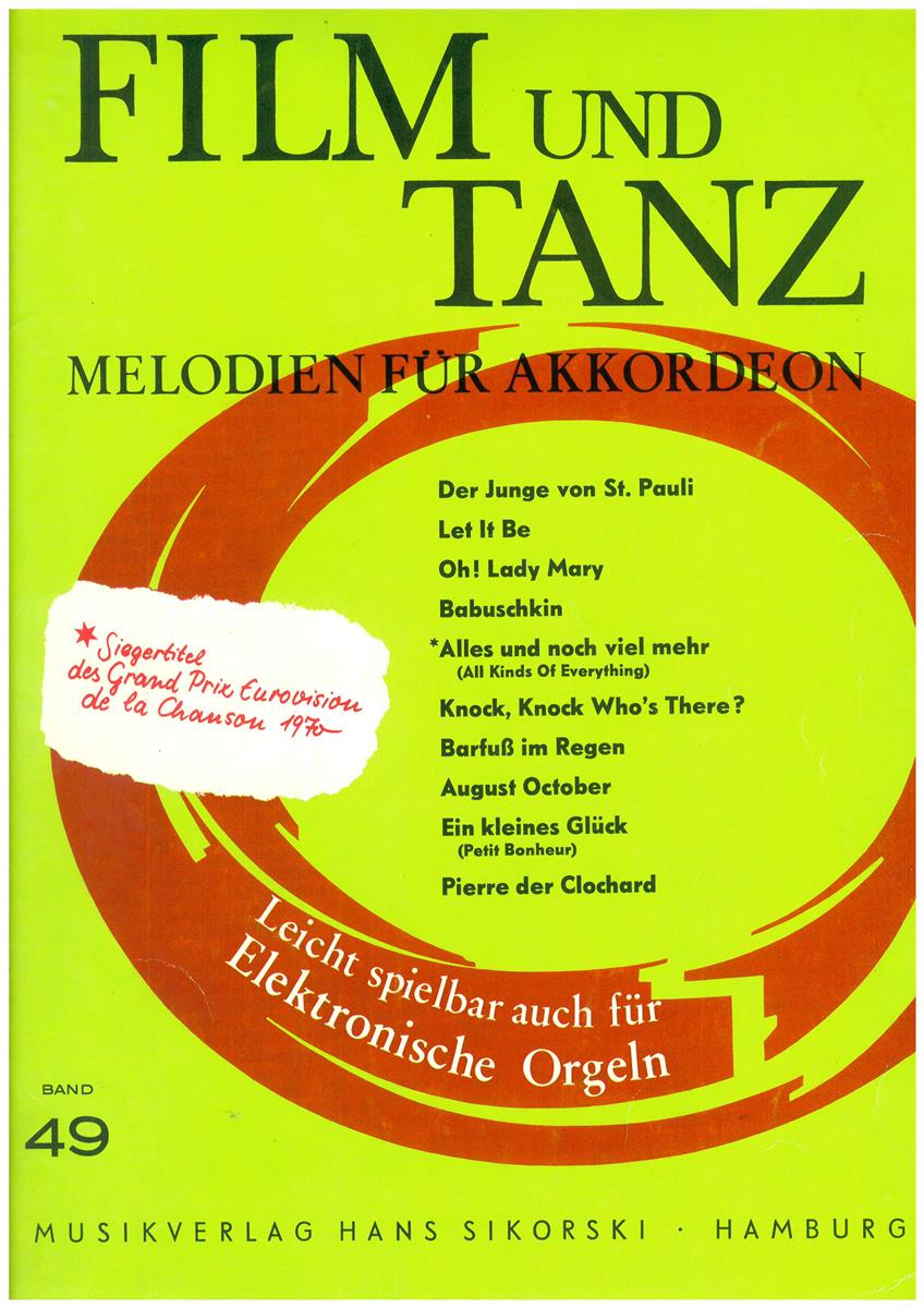 Film und Tanz 49 Akkordeon - Noten - Antiquariat Film und Tanz 49 Akkordeon - Noten - Antiquariat