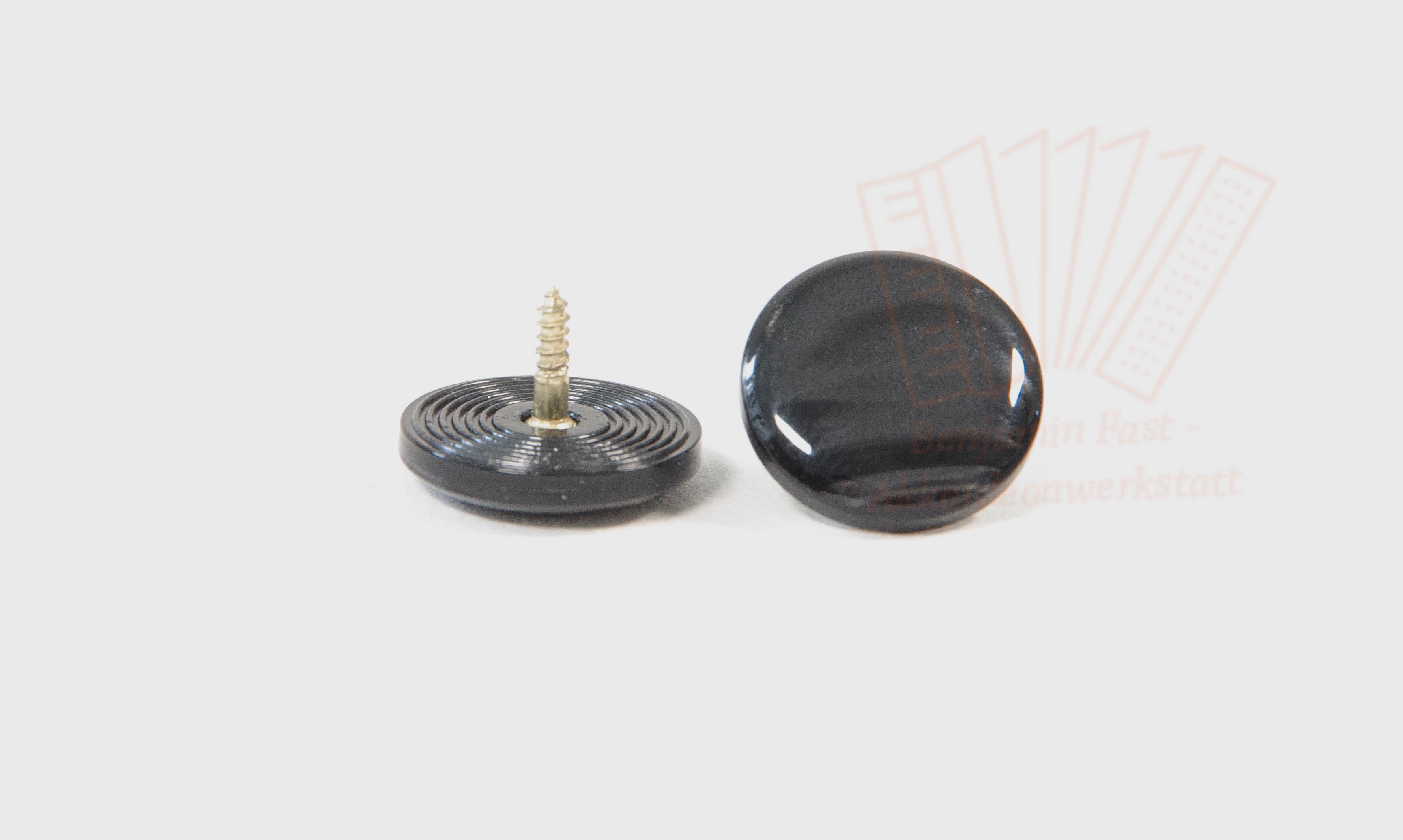 Diskantknopf 16mm Gewinde schwarz-perlmutt geriffelt