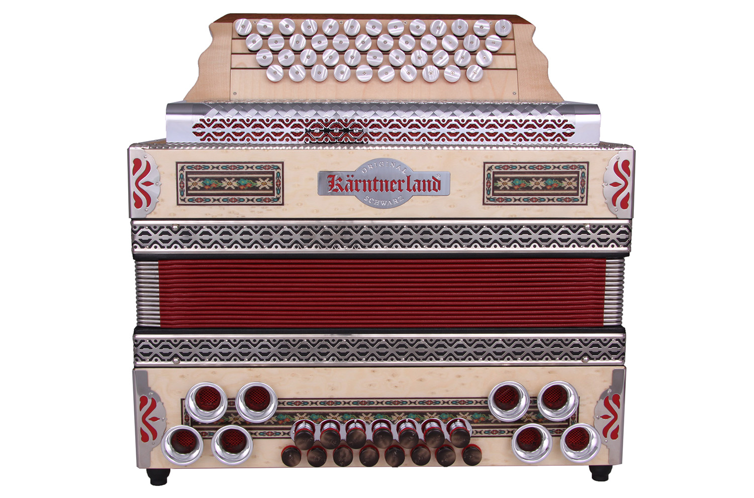 Steirische Harmonika Kärntnerland (Silber) Waldheimat rot Steirische Harmonika Kärntnerland (Silber) Waldheimat rot C/F/Bb/Eb