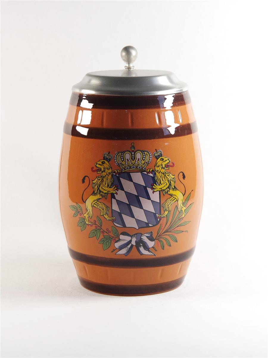 Bierkrug Bayern Porzellan Zinndeckel Dr. Merkle