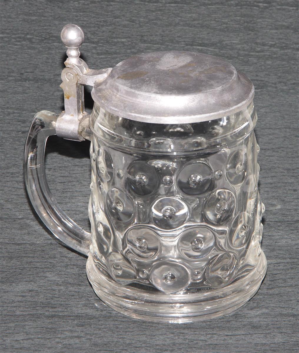 Bierkrug Glas Zinndeckel Bierkrug Glas Zinndeckel