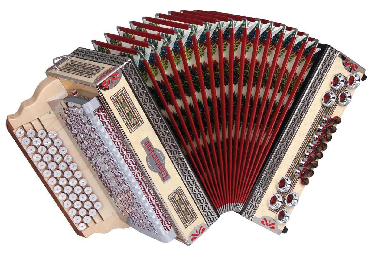 Steirische Harmonika Kärntnerland (Silber) Waldheimat rot C/F/Bb/Eb