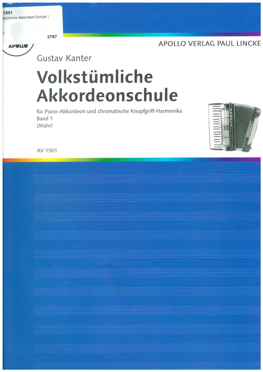 Volkstümliche Akkordeon Schule 1, Kanter - Antiquariat