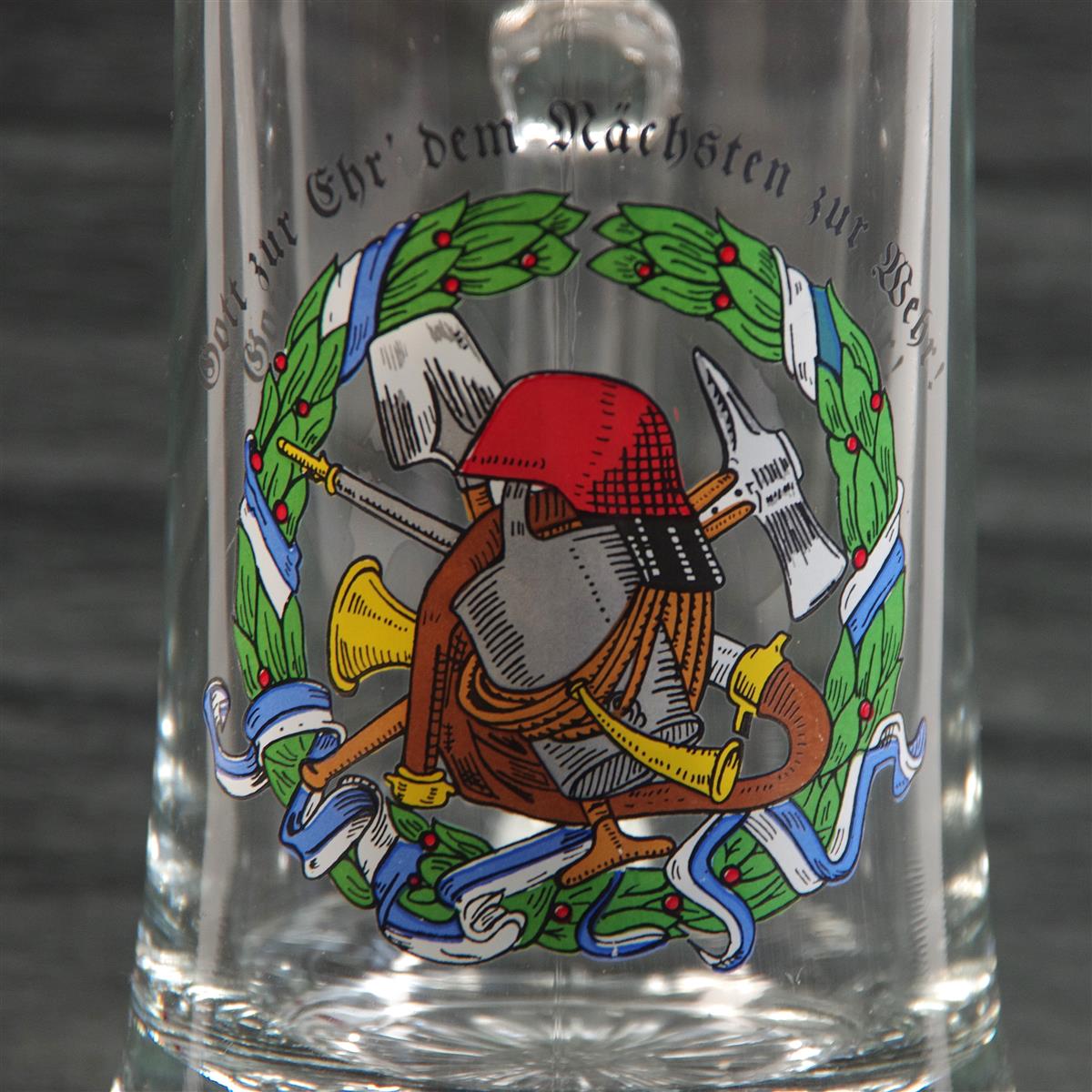Bierkrug Feuerwehr Glas Zinndeckel 0,5l Bierkrug Feuerwehr Glas Zinndeckel 0,5l
