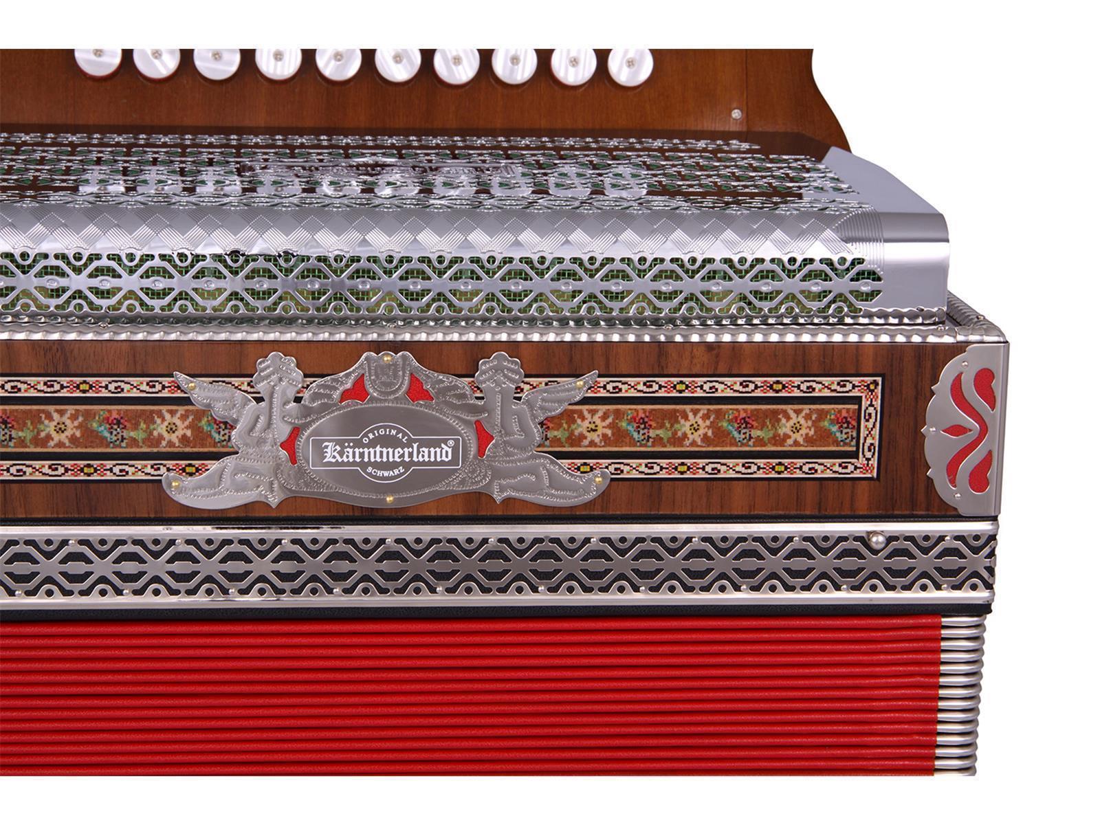 Steirische Harmonika Kärntnerland Edelholz rot C/F/Bb/Eb