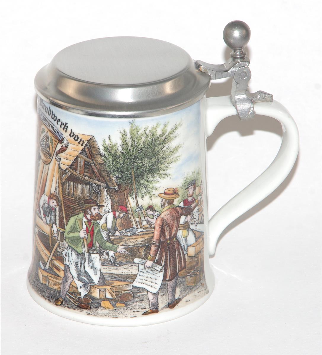 Bierkrug Dr. Merkle Handwerk Porzellan Zinndeckel Bierkrug Dr. Merkle Handwerk Porzellan Zinndeckel