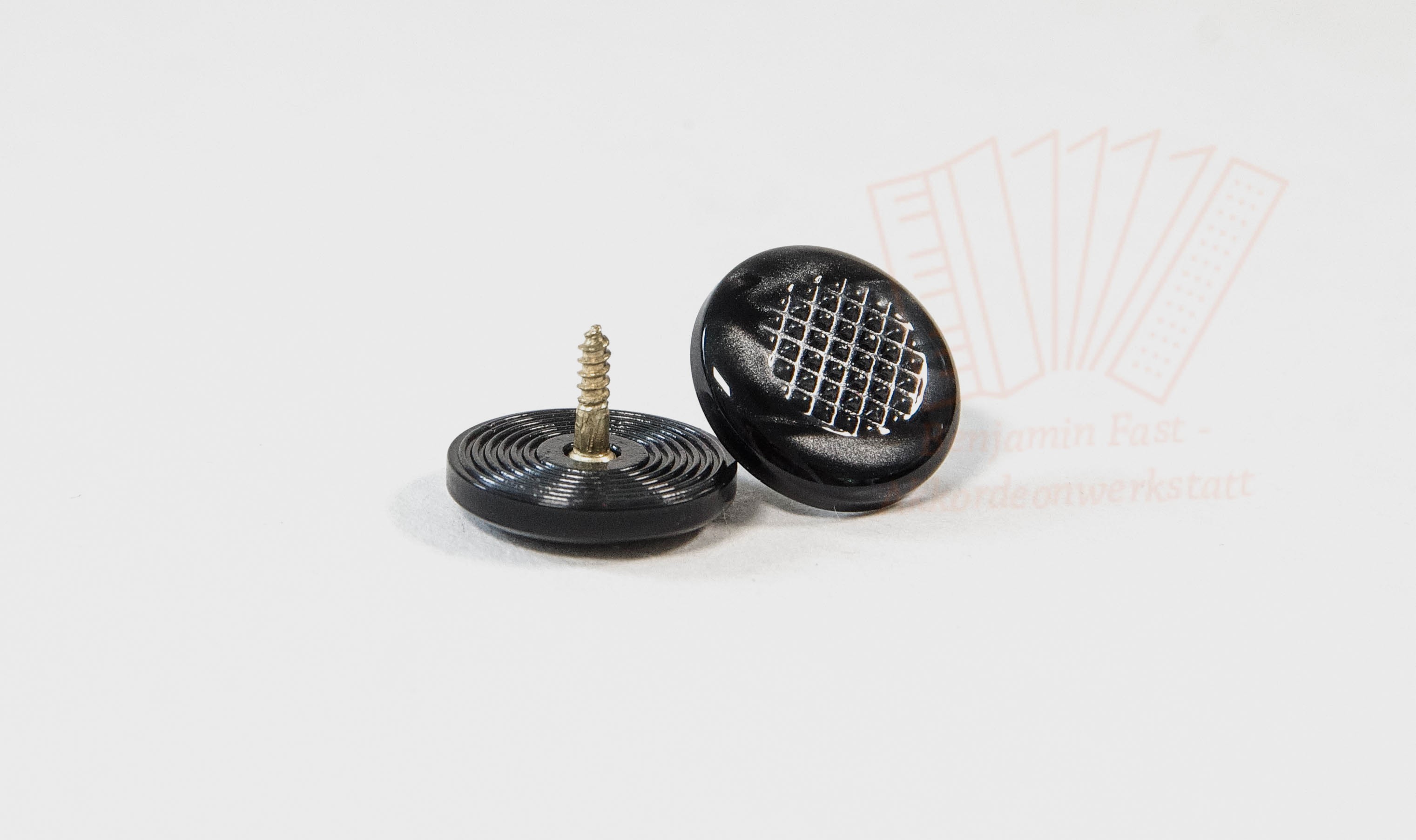 Diskantknopf 13mm Gewinde schwarz-perlmutt geriffelt