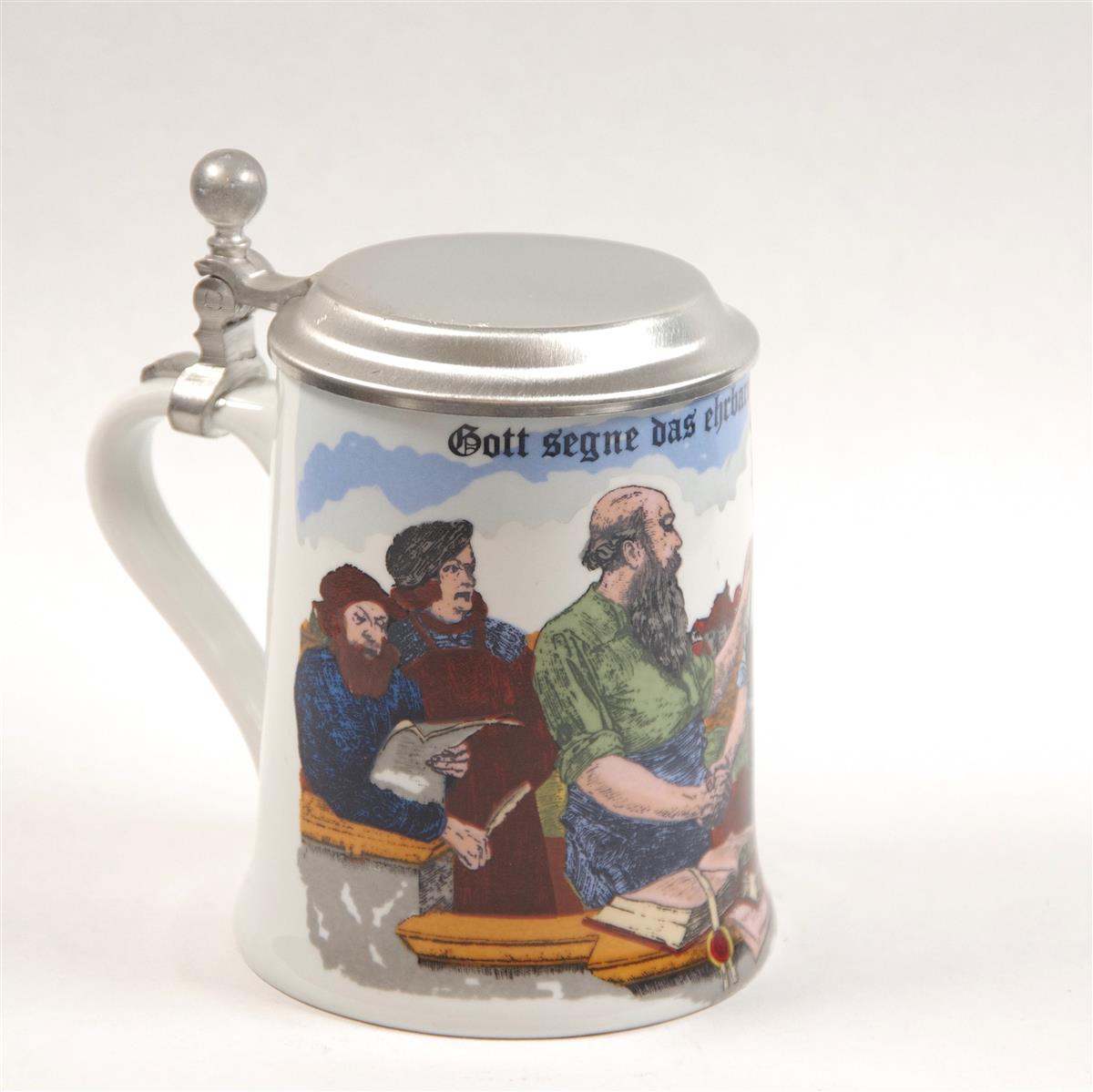 Bierkrug Handwerk Porzellan Zinndeckel Dr. Merkle Bierkrug Handwerk Porzellan Zinndeckel Dr. Merkle