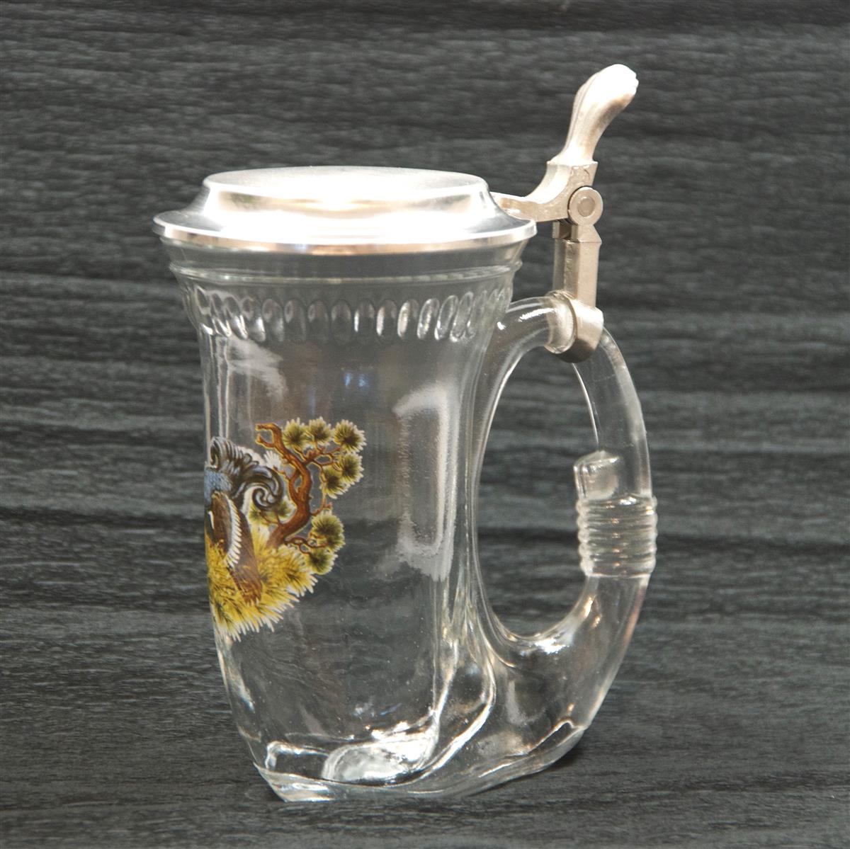 Bierkrug Auerhuhn Glas Zinndeckel Domex Bierkrug Auerhuhn Glas Zinndeckel Domex