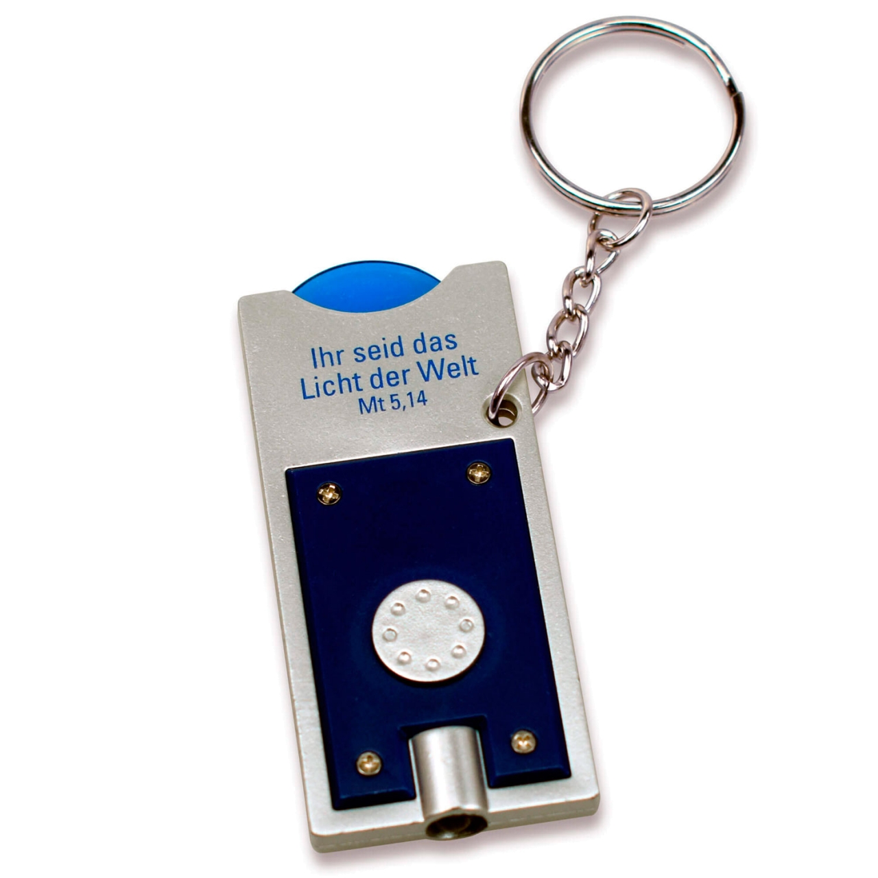 Schlüsselanhänger mit Einkaufswagenchip - blau Schlüsselanhänger mit Einkaufswagenchip - blau